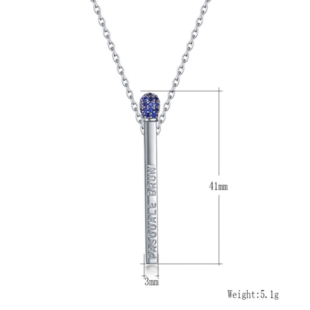 Matchstick Blue CZ Necklace - Picture 4 of 6